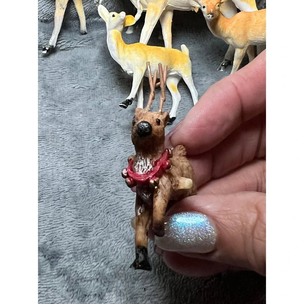 Vintage Hong Kong Deer Figurines Lot Hand‎ Painted Buck Reindeer 4in Japan Era